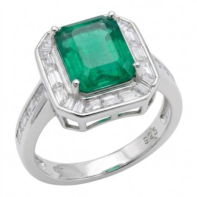 Precious 6.2 CARAT Chrome Diopside .925 Sterling Silver Statement Ring s. 8