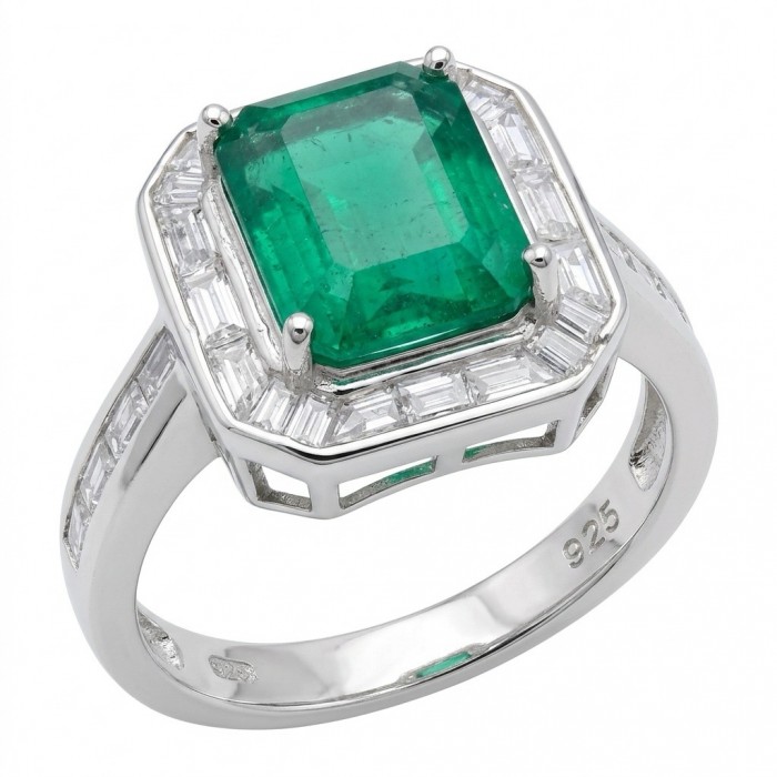 Precious 6.2 CARAT Chrome Diopside .925 Sterling Silver Statement Ring s. 8