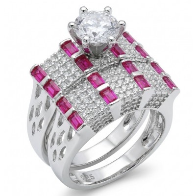 Extravaganza White Topaz Ruby .925 Sterling Silver brilliantly handcrafted stack up ring s. 6