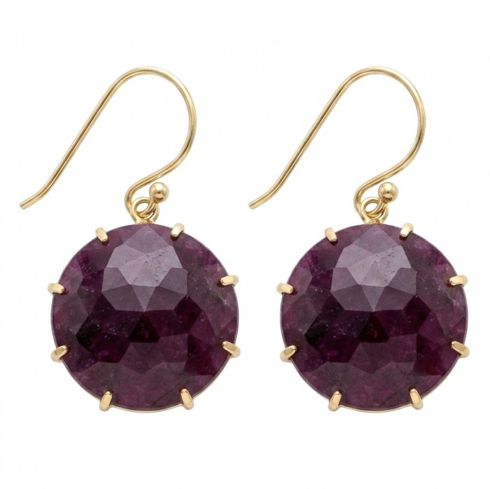 Giovanna Natural 22.2 carat Kasmir Ruby 18K Gold over .925 Sterling Silver handcrafted Statement earrings