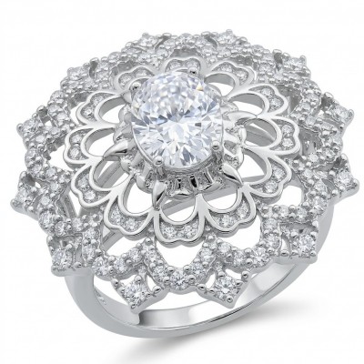 Luxurious - 6.2 carat White Topaz Sterling Silver handcrafted ring size 7 1/4