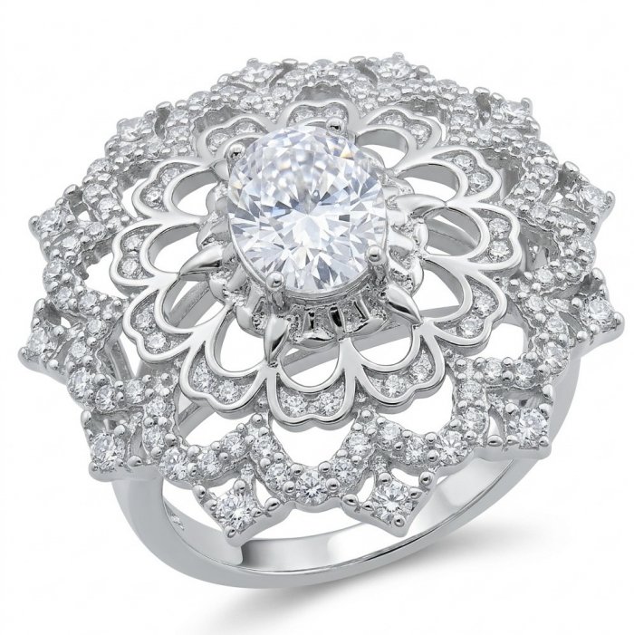 Luxurious - 6.2 carat White Topaz Sterling Silver handcrafted ring size 7 1/4 - video