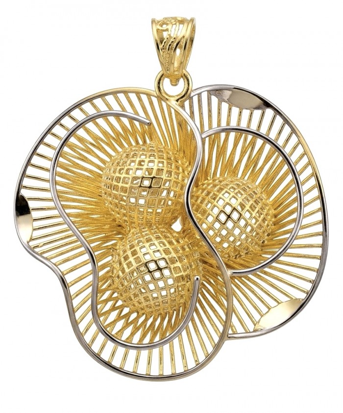 Dubai Style - Golden Rose .925 Sterling Silver dipped in 22K Gold handmade Pendant