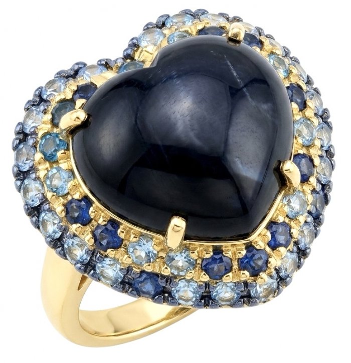 Blue Angel Heart Iconic design Genuine 20.5 carat Sapphire .925 Sterling Silver dipped in 22K Gold handcrafted Ring size 6 - video
