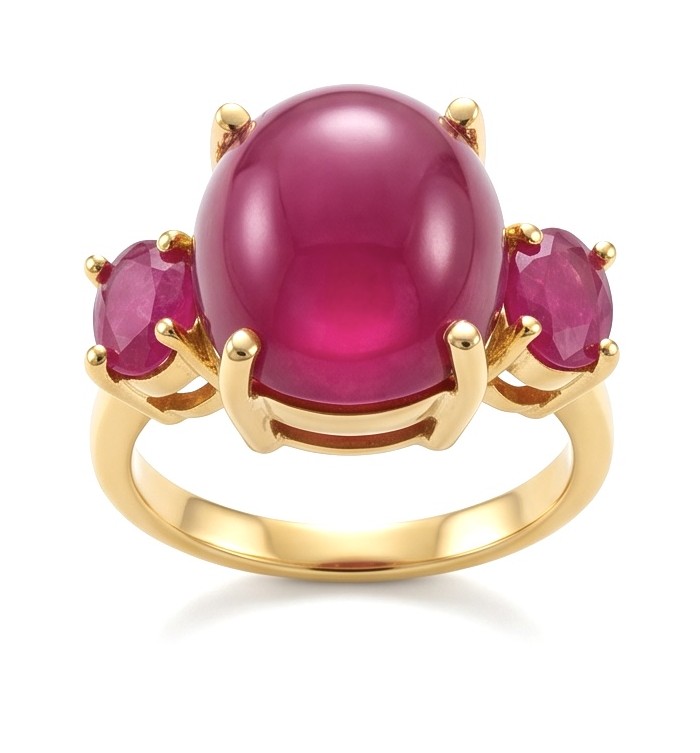 Giuseppina - Magnificent 10.7 carat authentic Ruby 22K Gold over .925 Sterling Silver handcrafted Statement Ring size 6