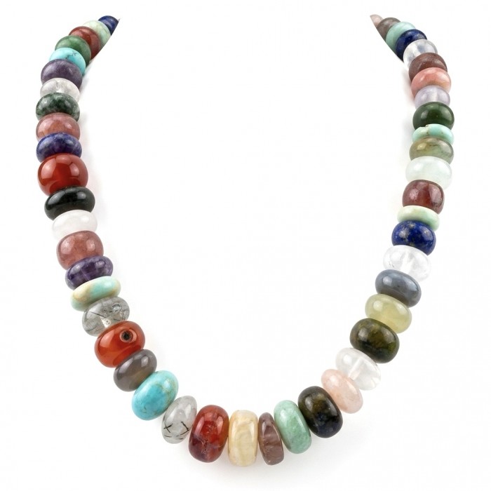 Power of Nature 225.5 carat Multistone .925 Sterling Silver handcrafted Large necklace