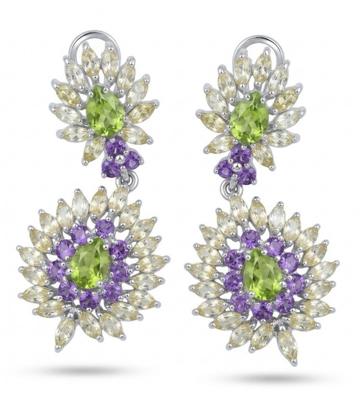Isabel Authentic 25.2 carat Peridot from Arizona .925 Sterling Silver handmade earrings