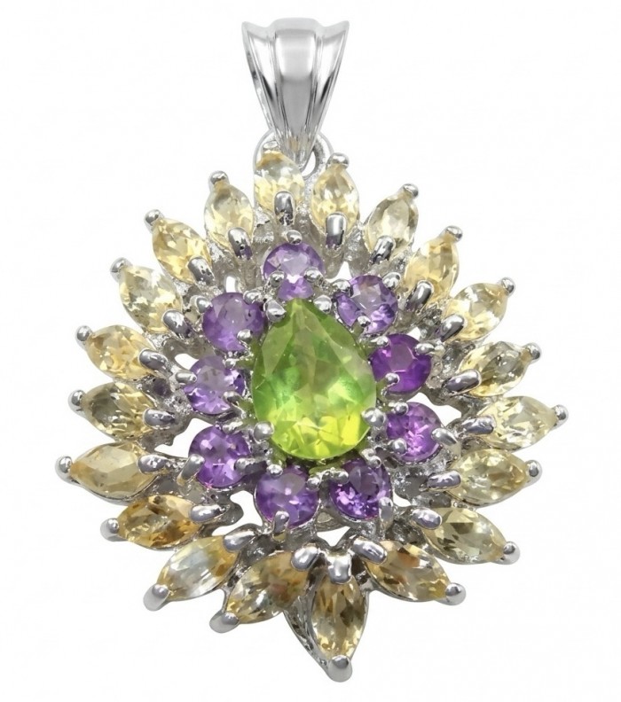 Isabel Authentic 11.2 carat Peridot from Arizona .925 Sterling Silver handmade pendant
