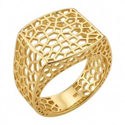 Dubai Style - signet ring - .925 Sterling Silver dipped in 22K Gold handmade Large ring size 9