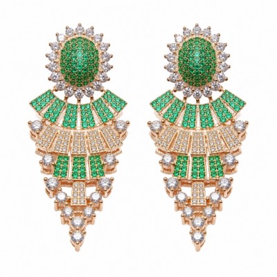 Authentic 4.7 carat Tsavorite Garnet 18K Rose Gold over .925 Sterling Silver handcrafted Statement earrings