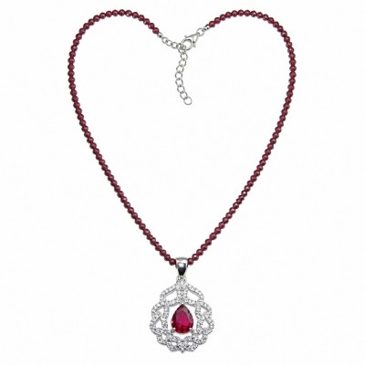 Serafina - Magnificent Jewel 4.8 carat Ruby .925 Sterling Silver handcrafted incredible Statement Necklace