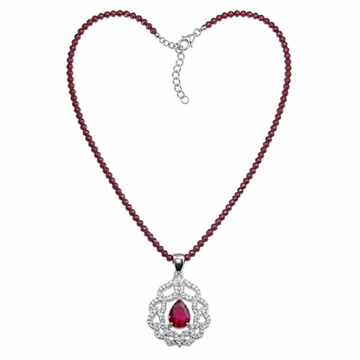 Serafina - Magnificent Jewel 4.8 carat Ruby .925 Sterling Silver handcrafted incredible Statement Necklace