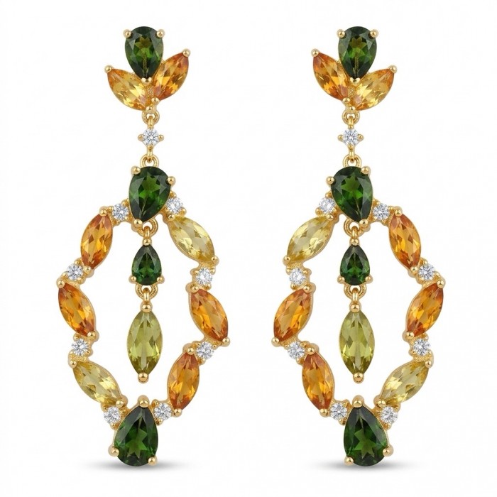 Romantica Authentic 10.5 carat Brazilain Citrine .925 Sterling Silver dipped in 18K Gold brilliantly handcrafted earrings