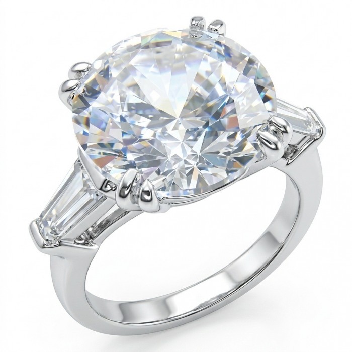 Luxurious - 14.2 carat White Topaz .925 Sterling Silver handcrafted ring size 6