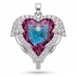 Angel's Heart Luxurious 8.8 carat Rainbow Topaz Silver handcrafted pendant
