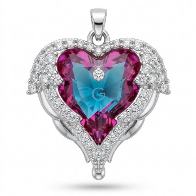 Angel's Heart Luxurious 8.8 carat Rainbow Topaz Silver handcrafted pendant