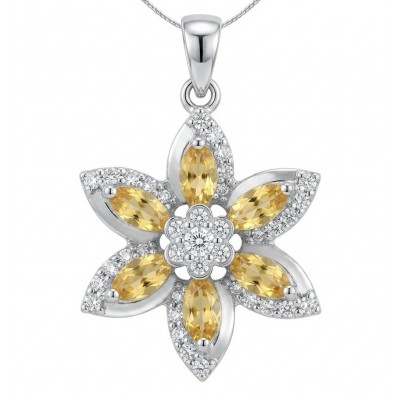 Vivien Luxurious Style - Natural 8.2 carat Citrine .925 Sterling Silver dipped in Rhodium handmade pendant