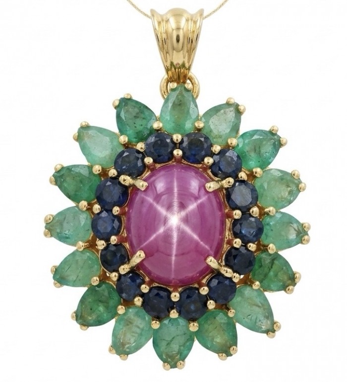 Carmen - authentic 22.5 carat Star Ruby 18K Gold over .925 Sterling Silver handcrafted Pendant