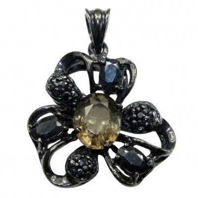 MYSTERY authentic 4.2 carat Brazilian Smoky Topaz .925 Sterling Silver Perfectly handcrafted pendant