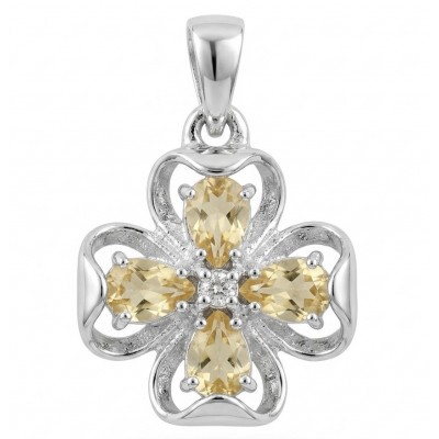 Authentic 3.2 carat Brazilian Citrine rhodium over .925 Sterling Silver handcrafted Statement Pendant