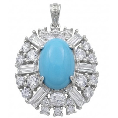 Exquisite Beauty stabilized Turquoise .925 Sterling Silver handmade Pendant