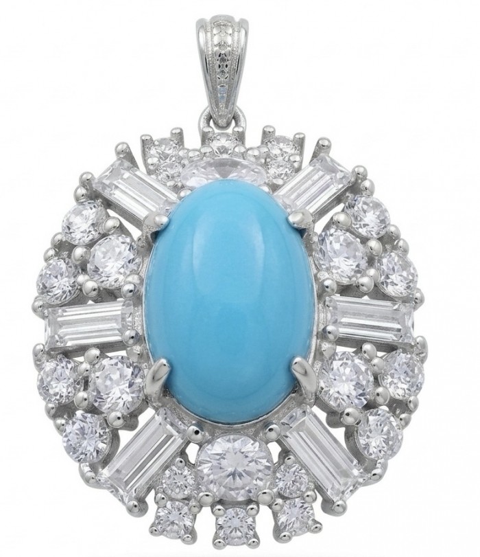 Exquisite Beauty stabilized Turquoise .925 Sterling Silver handmade Pendant