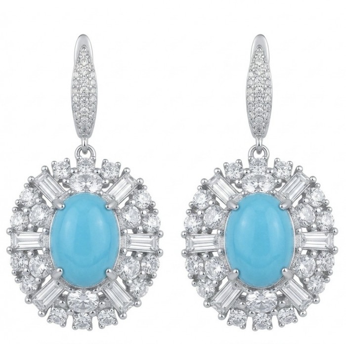 Exquisite Beauty stabilized Turquoise .925 Sterling Silver handcrafted Earrings