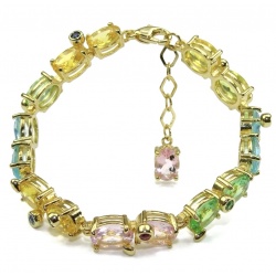Tutti Frutti 32.5 CARAT MULTIGEM 18K Gold over .925 Sterling Silver brilliantly handcrafted Bracelet