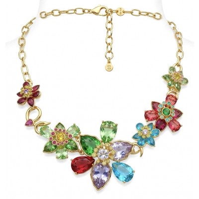 55.2 carat Blooming Garden Natural multicolot Topaz 14k Gold over .925 Sterling Silver handcrafted Statement necklace