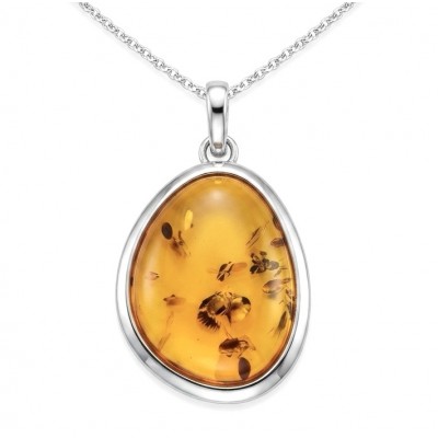 Prehistoric Authentic Golden Baltic Amber .925 Sterling Silver beautifully handcrafted Pendant