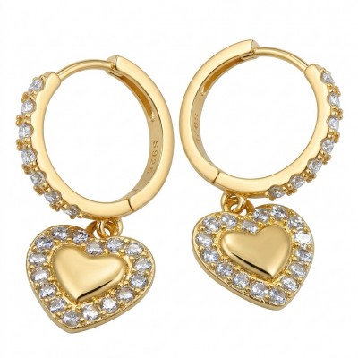 Precious Hearts - authentic 0.5 carat White Topaz .925 Sterling Silver dipped in 14K Gold handcrafted Statement Earrings