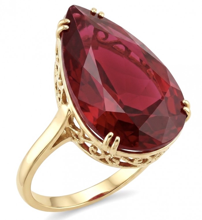 Carmen Natural 25.4 carat Ruby .925 Sterling Silver dipped in 22K Gold handmade Large Statement Ring size 8 1/4