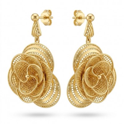 Dubai Style - .925 Sterling Silver dipped in 22K Gold handmade Earrings