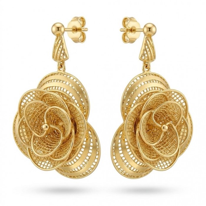 Dubai Style - .925 Sterling Silver dipped in 22K Gold handmade Earrings