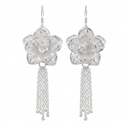 Silver Rose Vintage style Luxurious fashion earrings