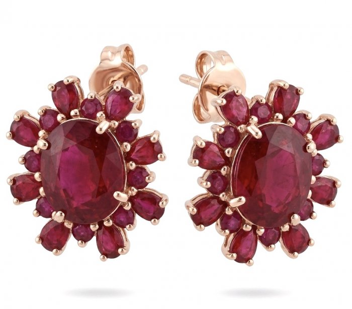 Giovanna - Magnificent Jewel 8.5 carat Mozambique Ruby 22K Rose Gold over .925 Sterling Silver handcrafted incredible earrings - video