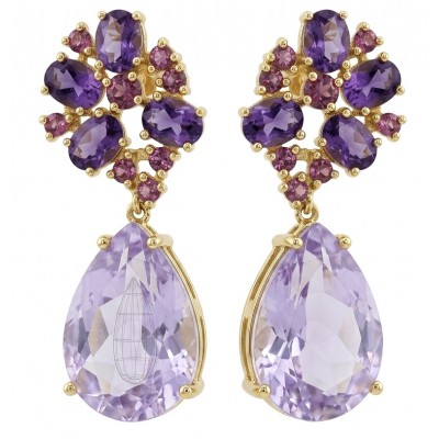Lavender Beauty authentic 11.2 carat Amethyst 22K Gold over .925 Sterling Silver handcrafted earrings