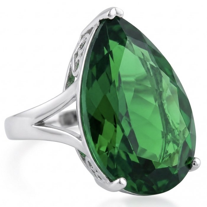 Exotic Beauty oval cut 29.5 carat Helenite .925 Sterling Silver handmade Ring s. 7 - video