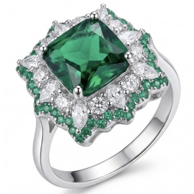 Precious 4.2 CARAT Chrome Diopside .925 Sterling Silver Statement Ring s. 7 1/2