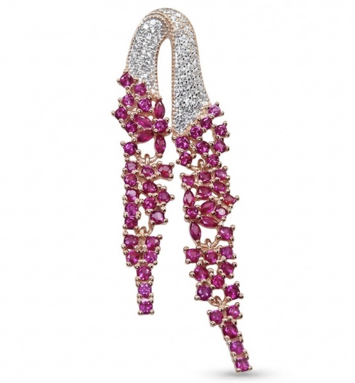 Byzantine Style 6.5 carat Ruby 18K Rose Gold over .925 Sterling Silver handcrafted pendant