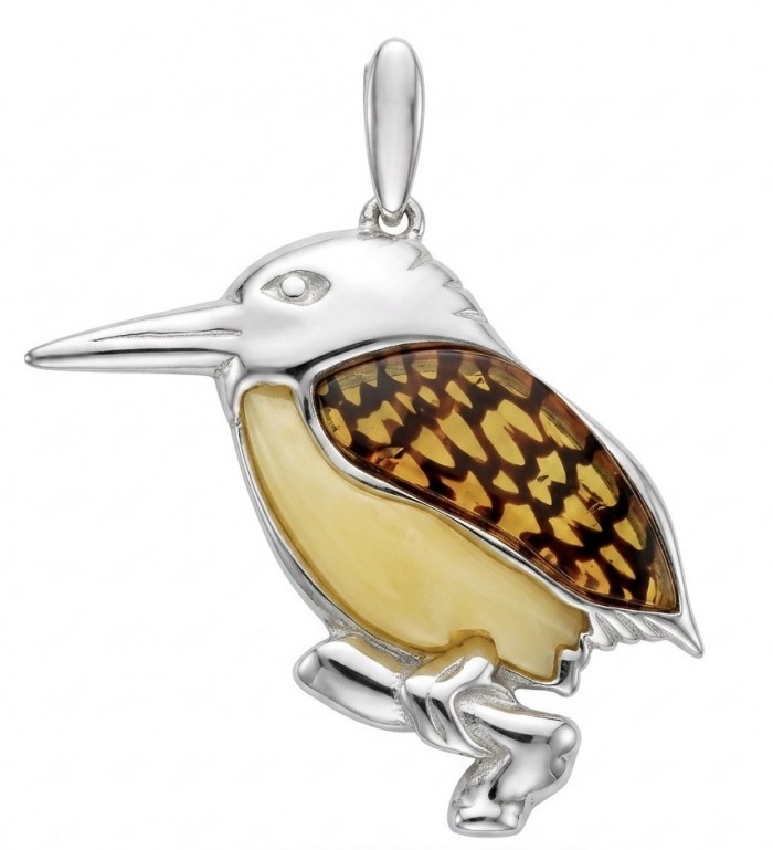 Summer Bird Amber .925 Sterling Silver handmade Pendant
