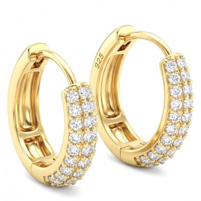 Dubai Style - 0.8 carat White Topaz .925 Sterling Silver dipped in 18K Gold handmade Earrings