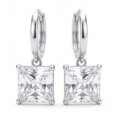 Angelina asscher cut 14.9 carat authentic White Topaz .925 Sterling Silver Handcrafted Earrings