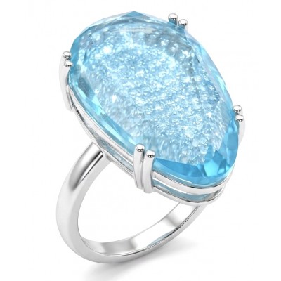 Massive Deep Blue 21.8 carat Aquamarine .925 Sterling Silver handcrafted ring size 7 1/4