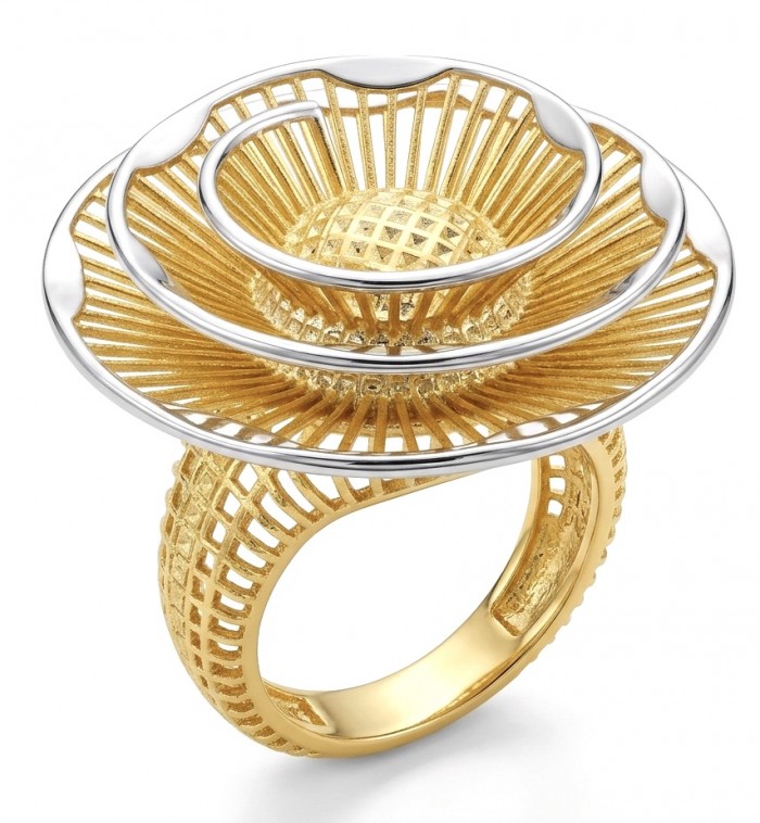GOLDEN ROSE- Dubai Style - .925 Sterling Silver dipped in 22K Gold handmade Large ring size 8
