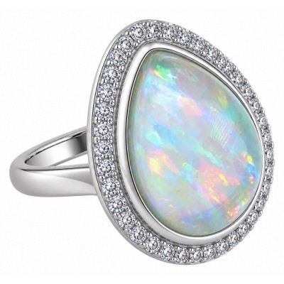 Endless Ocean Genuine 17.5 carat doublet Australian Opal .925 Sterling Silver handmade Ring size 6