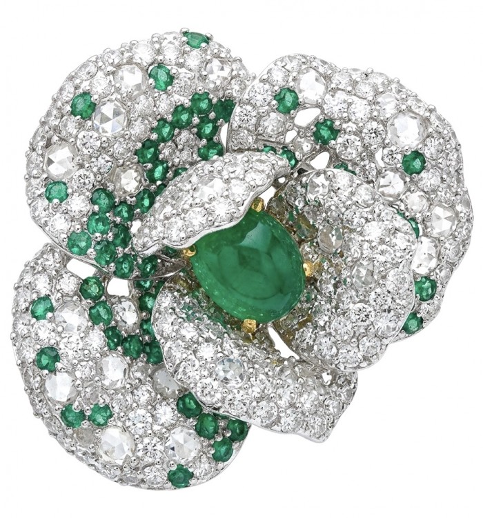 Secret Rose - Vintage Style 6.8 carat Jade 18K Gold over .925 Sterling Silver handmade Large Cocktail Ring s. 6