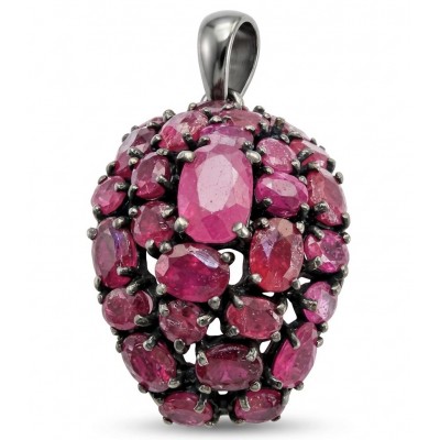 Giovanna 27.2 carat authentic Mozambique Ruby black rhodium .925 Sterling Silver handmade Pendant