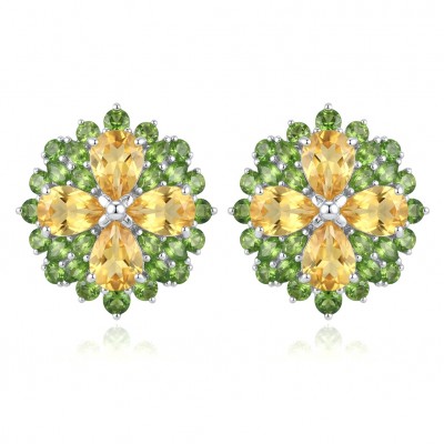 Vivien Luxurious Style - Natural 22.2 carat Citrine .925 Sterling Silver dipped in rhodium handmade earrings