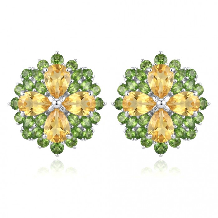 Vivien Luxurious Style - Natural 22.2 carat Citrine .925 Sterling Silver dipped in rhodium handmade earrings